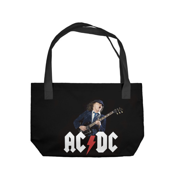 Пляжная сумка с изображением AC/DC & гитарист Ангус  Янг цвета 