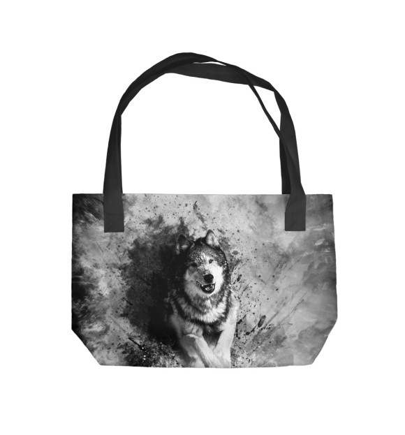 Пляжная сумка с изображением Бегущий волк цвета 
