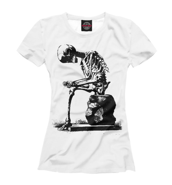Футболка для девочек с притом Скелет цвета Белый Футболка для девочек с изображением Скелет цвета Белый