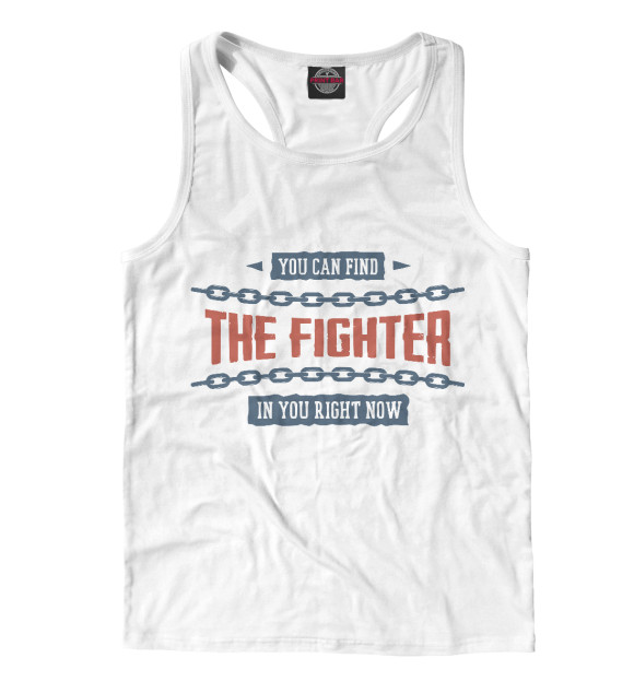 Мужская майка-борцовка с изображением THE FIGHTER цвета Белый