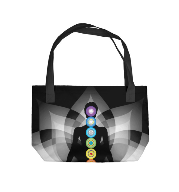 Пляжная сумка с изображением Йога, мандала цвета 