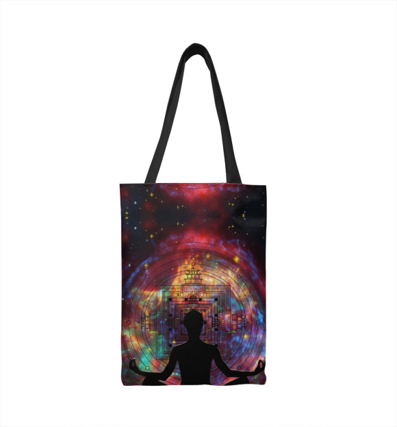 Сумка-шоппер с изображением Йога, мандала цвета 