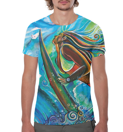 

Футболки Print Bar, Грязно-голубой, Серфинг