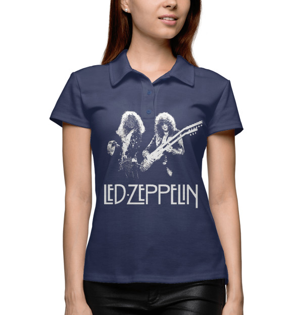 Женское поло с изображением Led Zeppelin цвета Белый