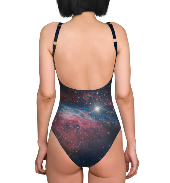 Купальник-боди с изображением Космический кот цвета 