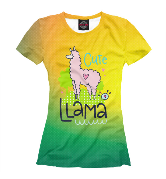 Женская футболка с изображением Cute Lama цвета Белый