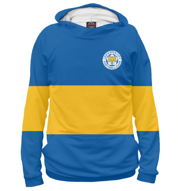 Мужское худи с изображением Leicester City Blue&Yellow цвета Белый