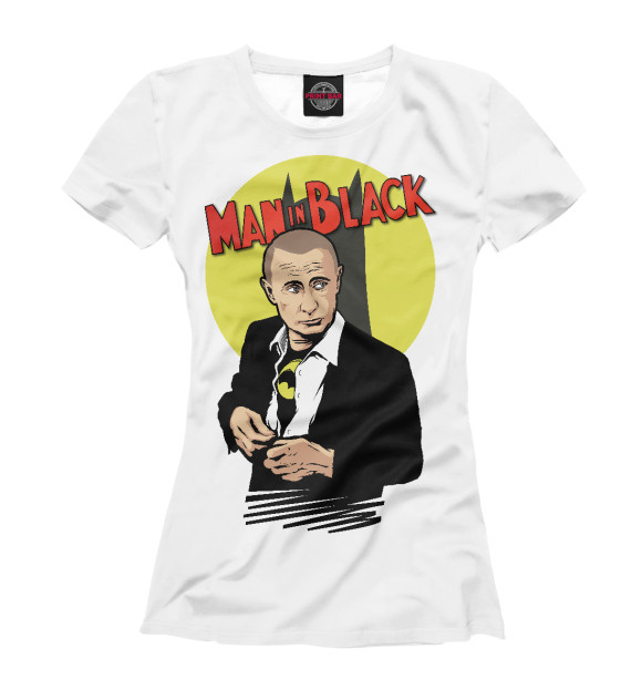 Футболка для девочек с изображением Человек в чёрном цвета Белый