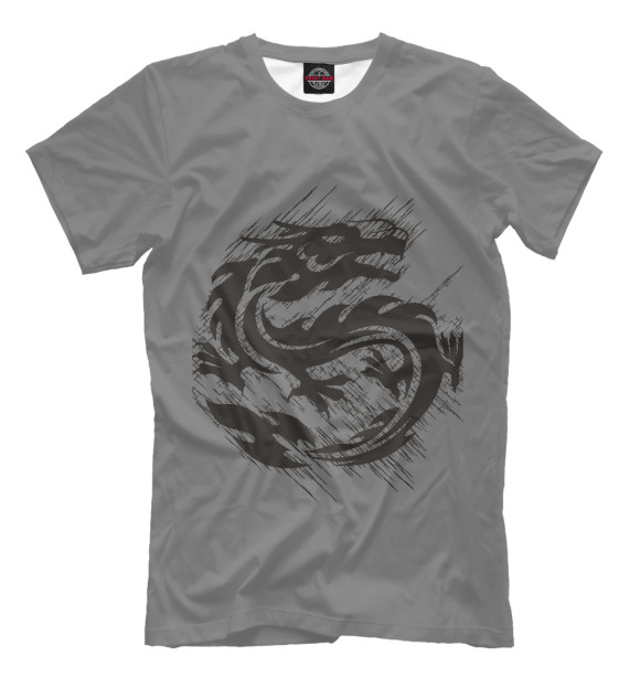 Мужская футболка с изображением драконы цвета Серый