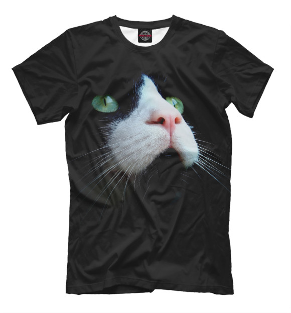 Мужская футболка с изображением Кот цвета Черный