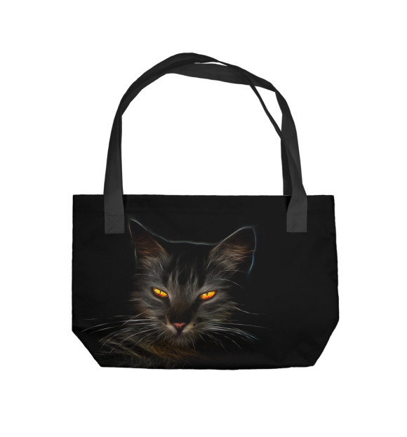 Пляжная сумка с изображением таинственный кот цвета 