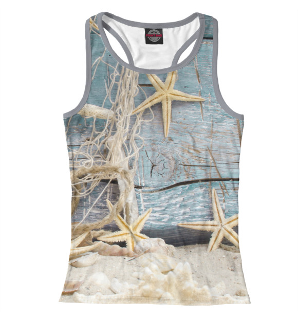Женская майка-борцовка с изображением Ракушка цвета Белый