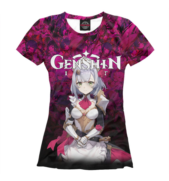 Женская футболка с изображением Genshin Impact Ноэлль цвета Белый