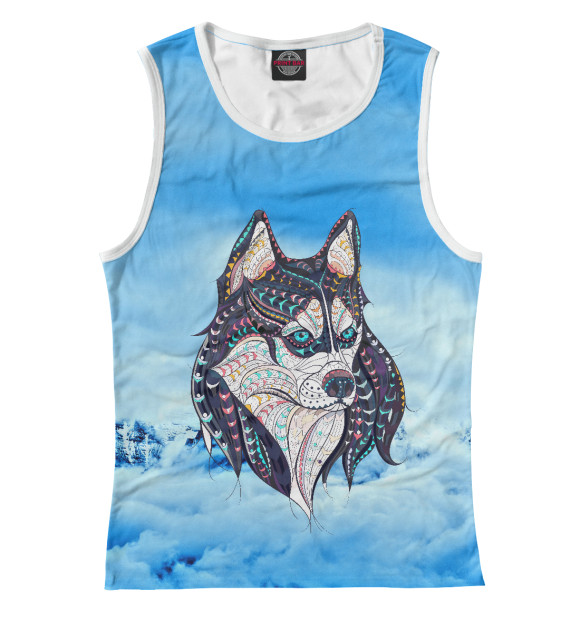 Майка для девочки с изображением Siberian Husky цвета Белый