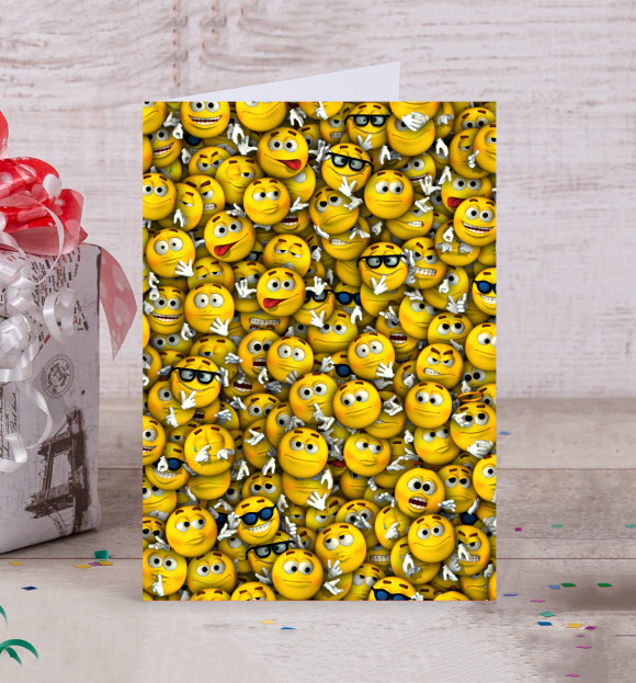 Открытка с изображением Веселые смайлики цвета Белый