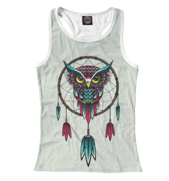 Женская майка-борцовка с изображением Сова цвета Белый