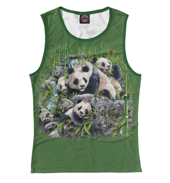 Майка для девочки с притом Панды цвета Белый Майка для девочки с изображением Панды цвета Белый