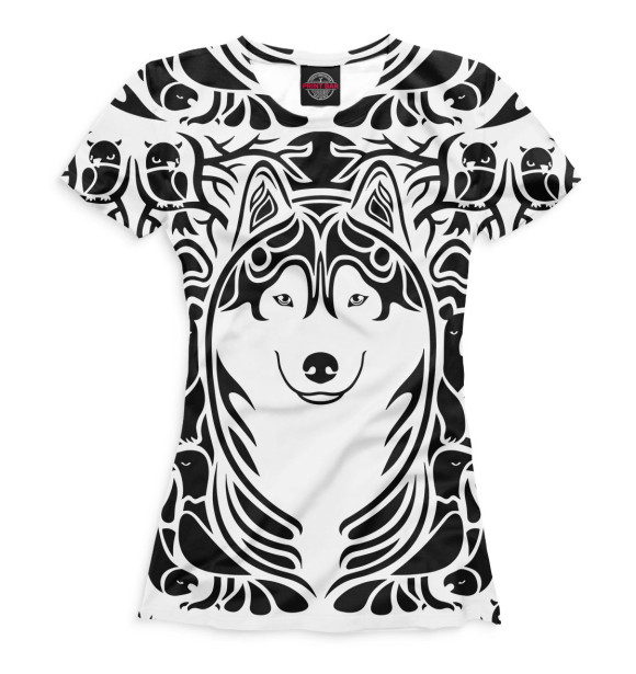 Женская футболка с изображением Хаски цвета Белый