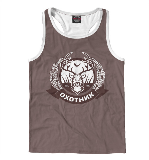 Мужская майка-борцовка с изображением Охотник цвета Белый