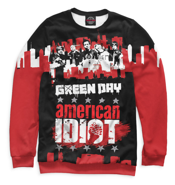 Свитшот для мальчиков с изображением Green Day цвета Белый