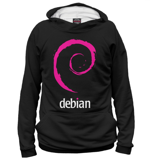 Женское худи с изображением Debian Linux цвета Белый