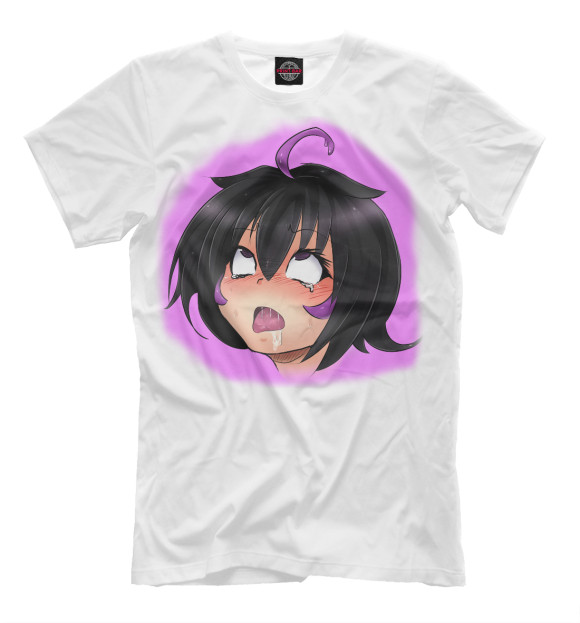 Мужская футболка с притом Ахегао цвета Молочно-белый Мужская футболка с изображением Ахегао цвета Молочно-белый