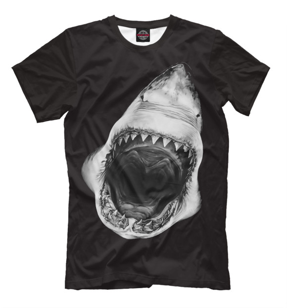 Мужская футболка с изображением Акула цвета Черный