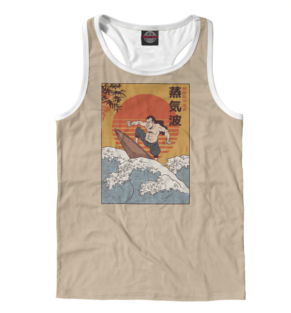 Мужская майка-борцовка с изображением Samurai Surfing цвета Белый