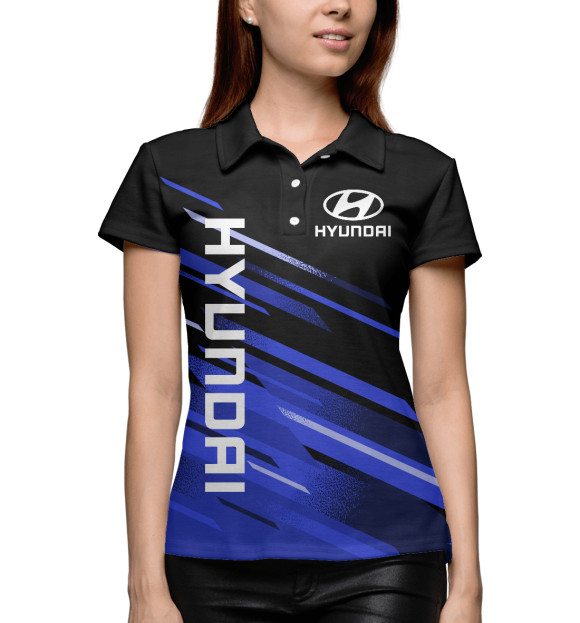 Женское поло с изображением Хендай, Hyundai цвета Белый