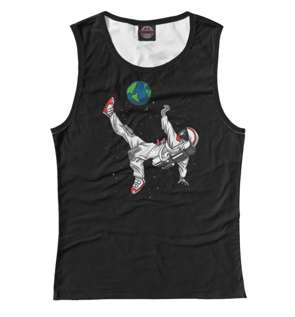 Майка для девочки с изображением Space Astronaut Soccer цвета Белый