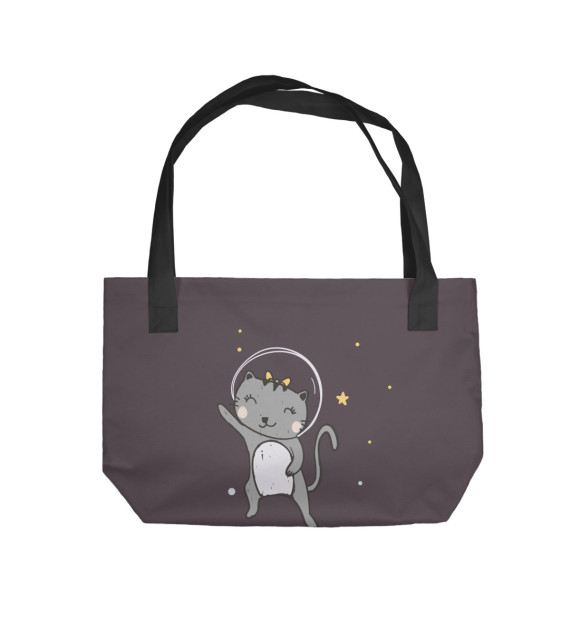 Пляжная сумка с притом Kосмические котики цвета  Пляжная сумка с изображением Kосмические котики цвета