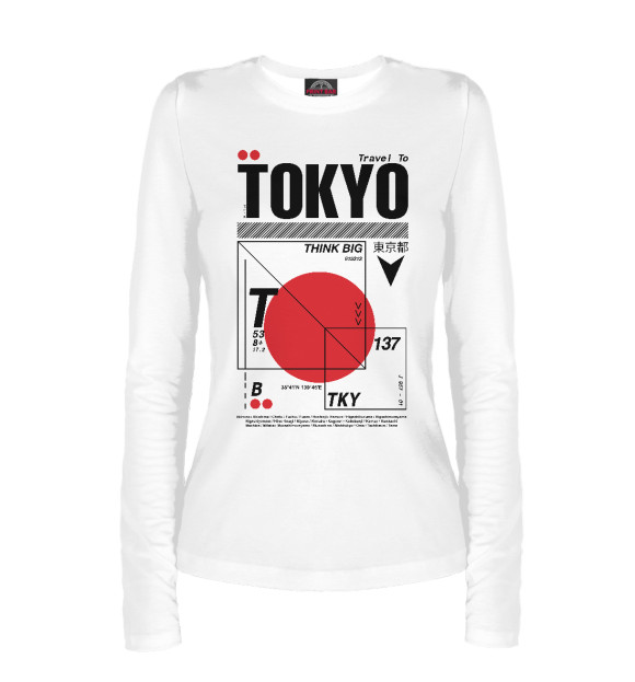 Женский лонгслив с изображением Tokyo цвета Белый