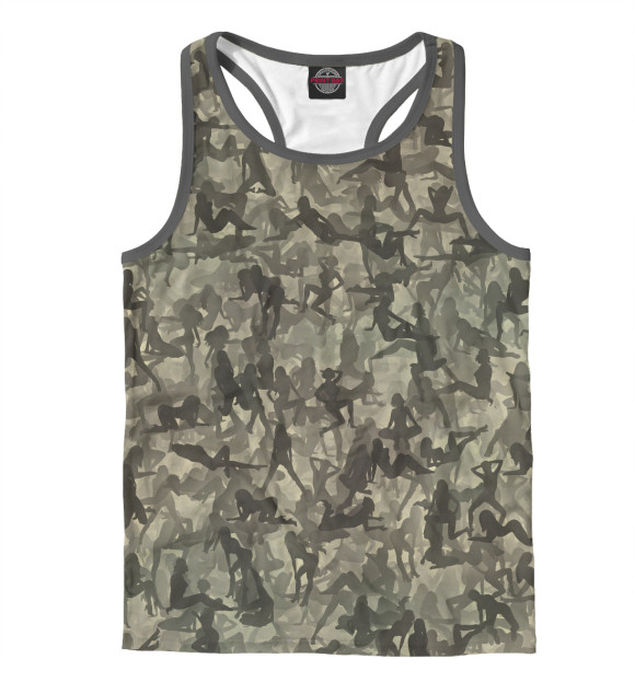 Мужская майка-борцовка с изображением Камуфляж с распутными девицами цвета Белый
