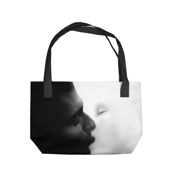 Пляжная сумка с изображением Черное и белое цвета 