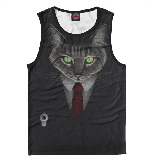 Майка для мальчика с изображением Cat Hitman цвета Белый