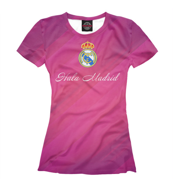 Женская футболка с изображением Hala Madrid цвета Белый