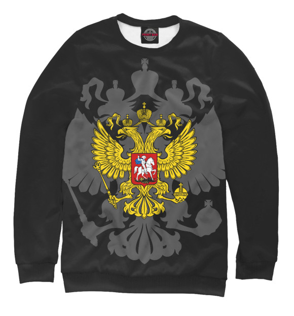 Свитшот для девочек с изображением Герб Российской Федерации цвета Белый