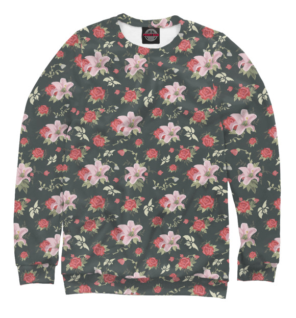 Мужской свитшот с изображением Цветы цвета Белый