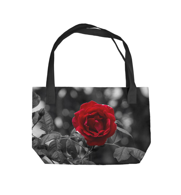 Пляжная сумка с изображением Красная роза цвета 