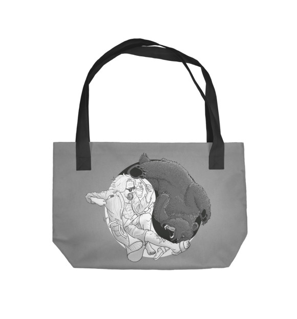 Пляжная сумка с изображением Lebowski and a Bear цвета 
