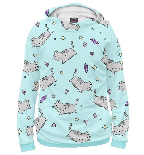 Женское худи с изображением Kawaii Cat  Sailor Moon цвета Белый