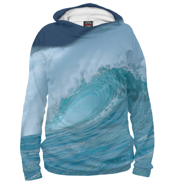 Женское худи с изображением Волна цвета Белый