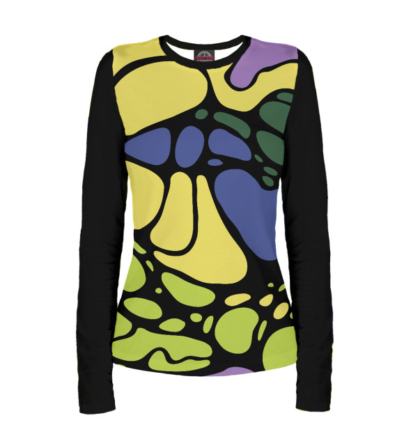 Женский лонгслив с изображением Крылья бабочки цвета Белый