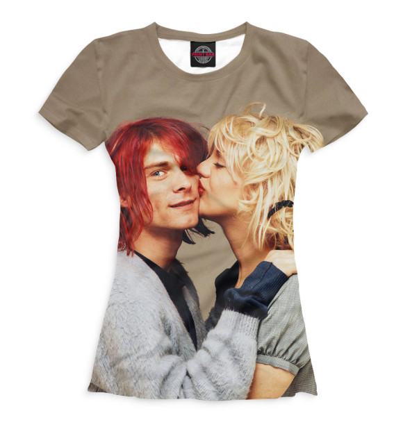 Женская футболка с изображением Курт и Кортни цвета Белый