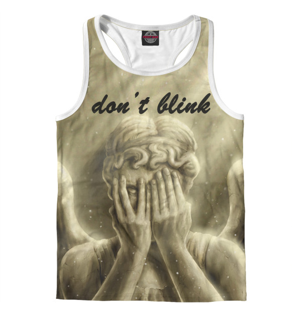 Мужская майка-борцовка с изображением Не моргай цвета Белый