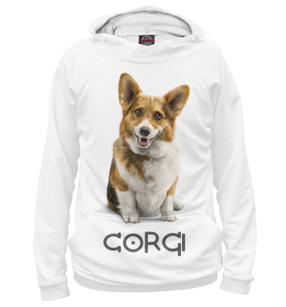 Худи для девочки с изображением Corgi Dog цвета Белый