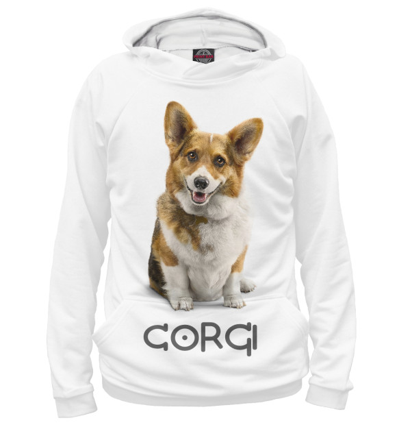 Женское худи с изображением Corgi Dog цвета Белый