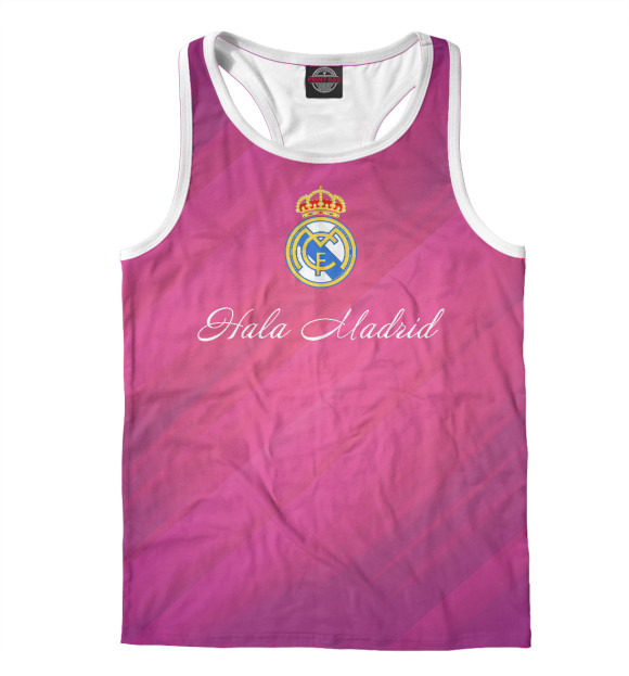 Мужская майка-борцовка с изображением Hala Madrid цвета Белый