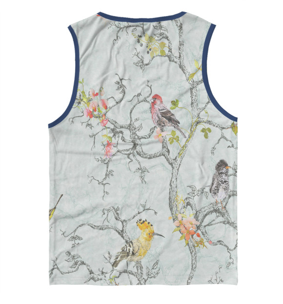 Майка для мальчика с изображением птицы на кусте цвета Белый