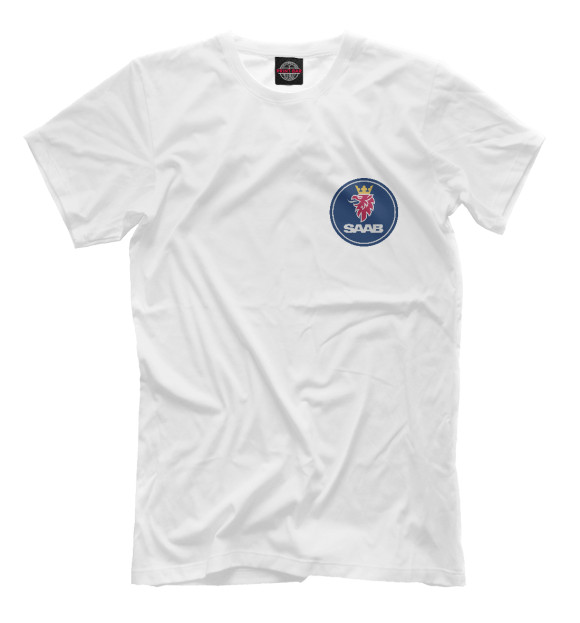 Мужская футболка с изображением Saab цвета Белый